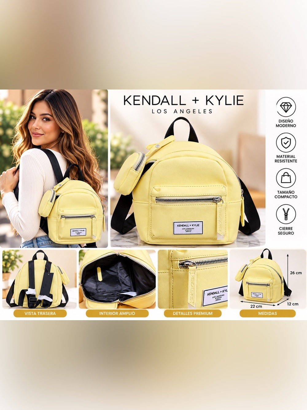 Kendall & Kylie Lemon Yellow Mini Backpack Crossbody